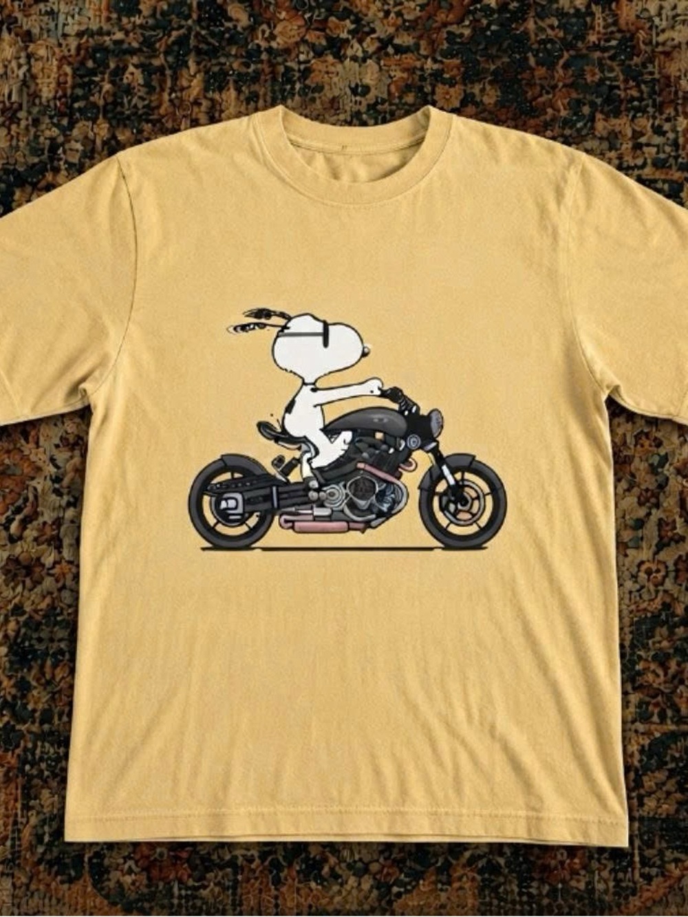 Snoopy Graphic Motorcycle Tee - Yellow